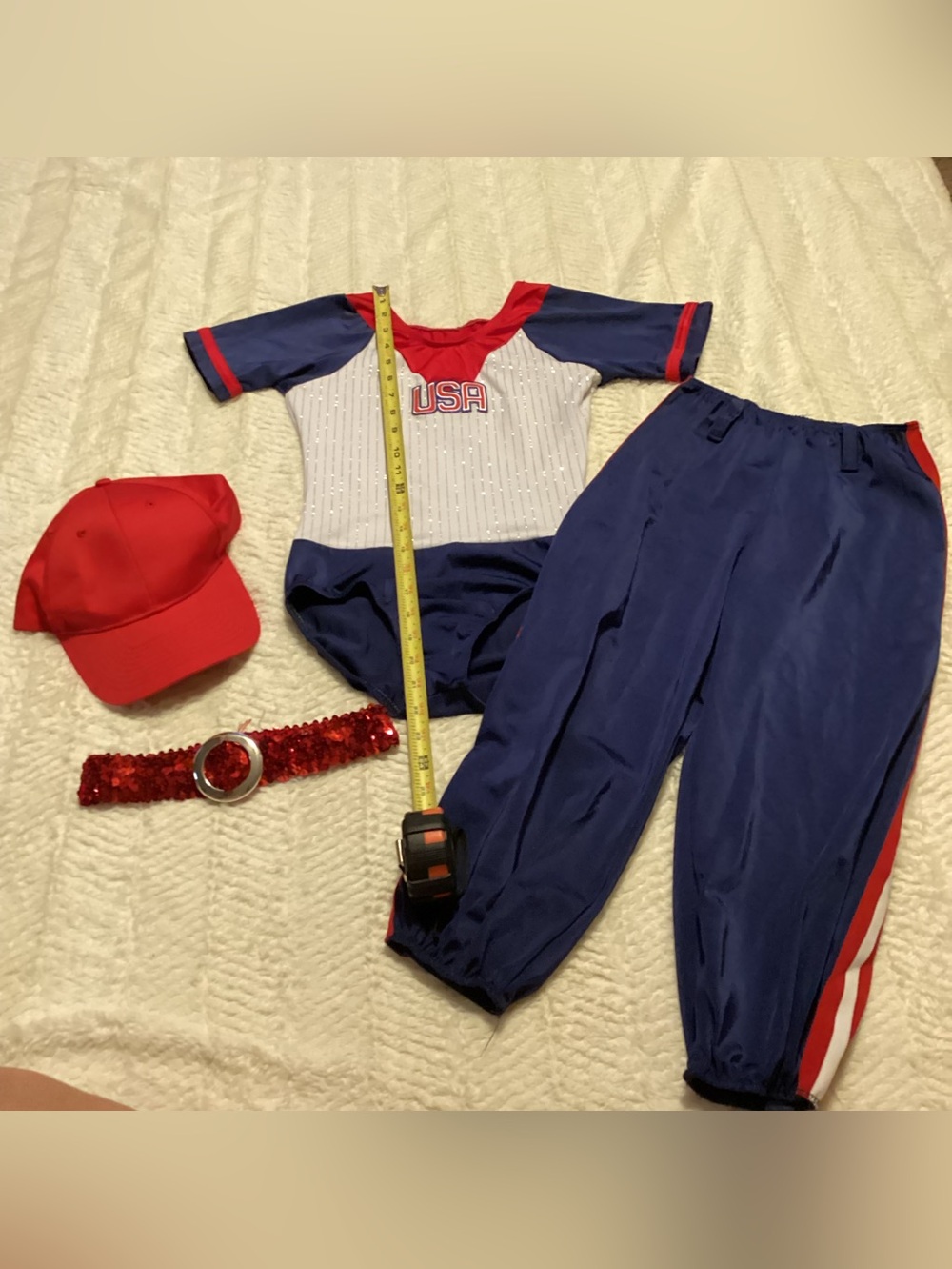 Vintage Dansco USA Sz LC Red White Blue Baseball Themed Dance Costume Dress Up